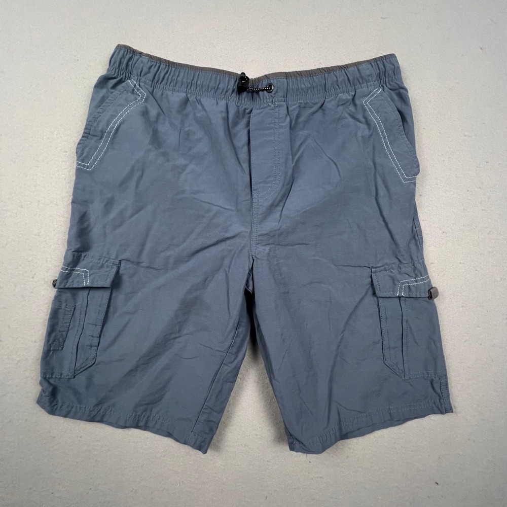 Univibe Cargo Shorts Mens XL Blue Gray Elastic Waist Cotton Nylon Utility